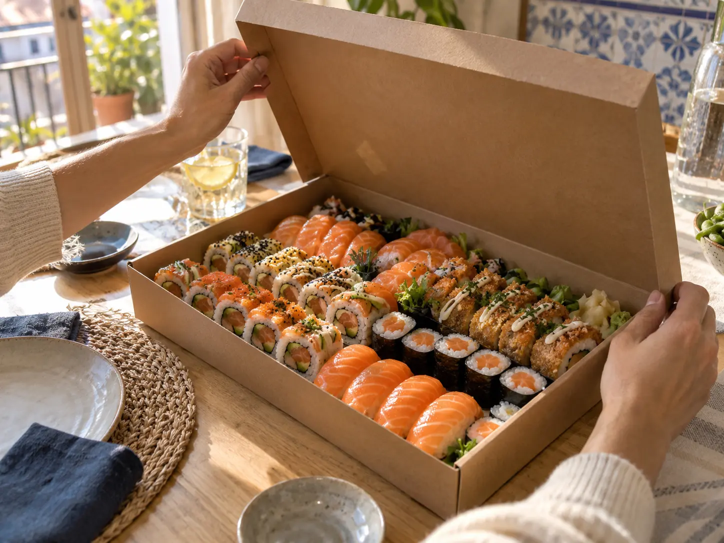 Box de sushi pronta a partilhar